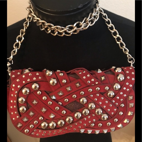 NWOT NICOLE LEE Red Wine Studded BAG - Picture 1 of 7